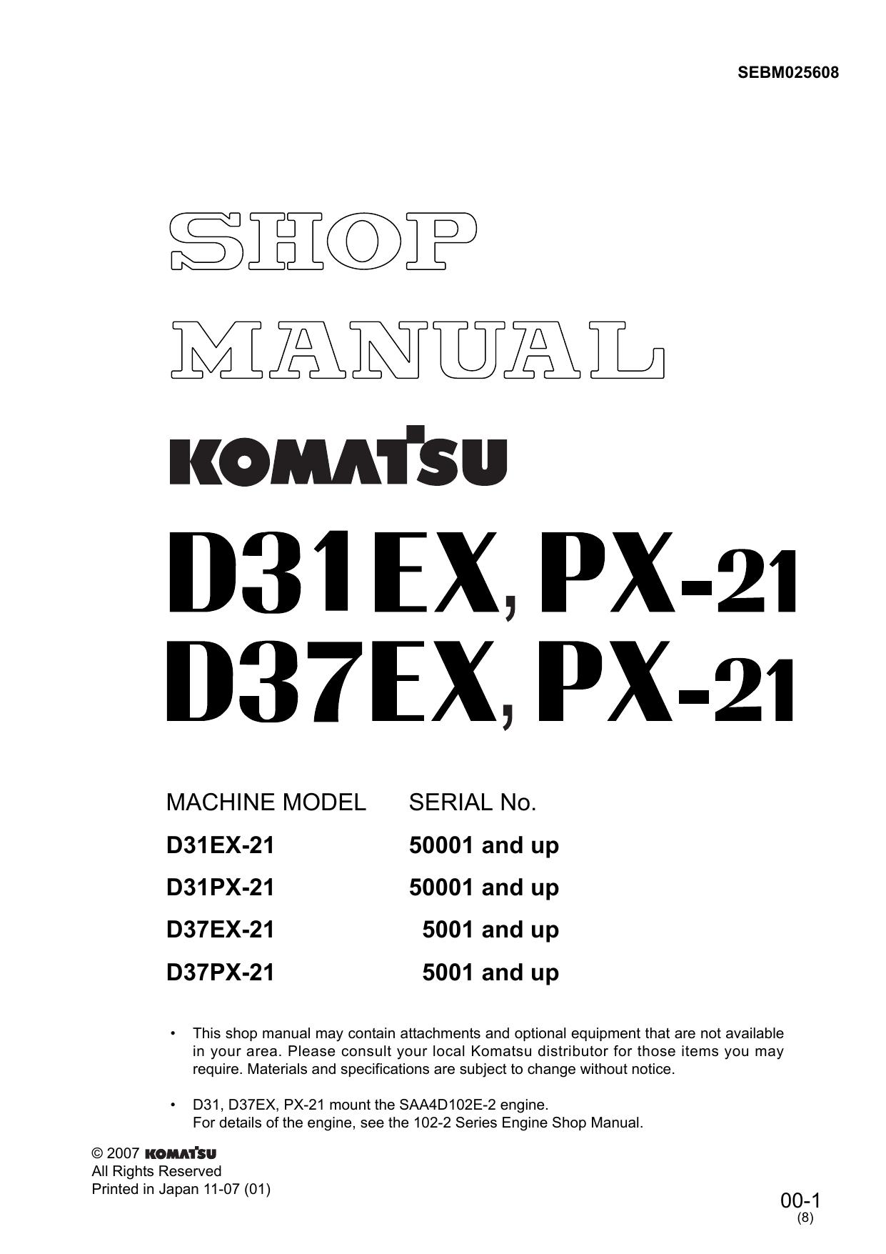 D31EX-21 D31PX-21 D37EX-21 D37PX-21 Shop Manual